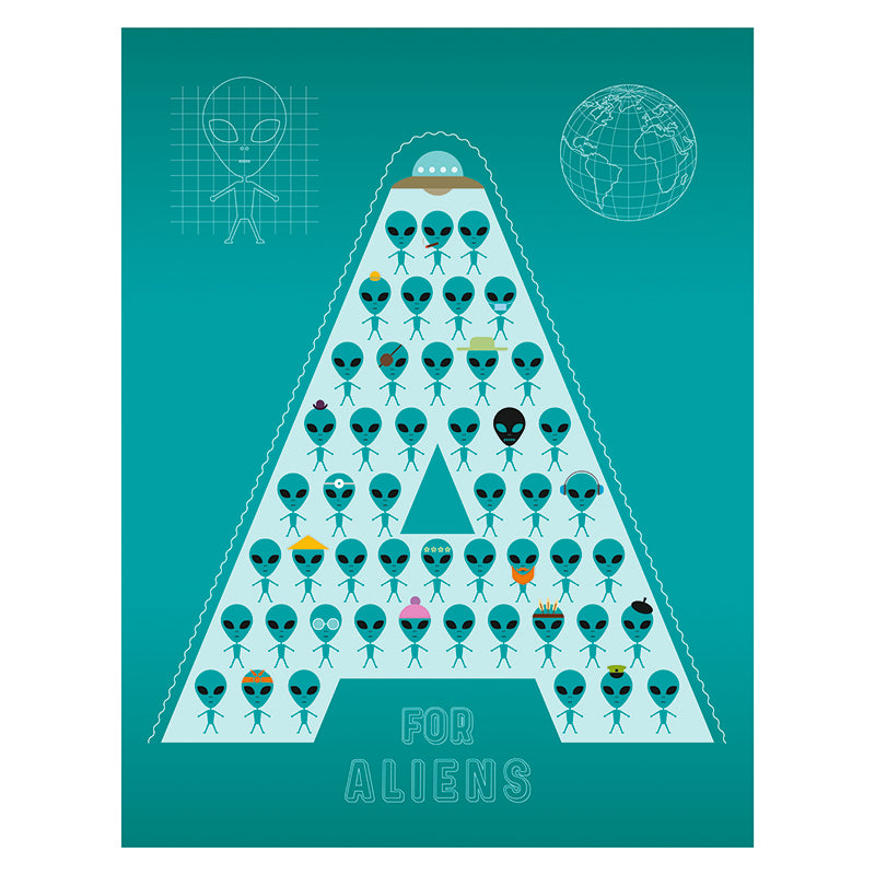 A for Aliens – Wandbild mit Beleuchtung