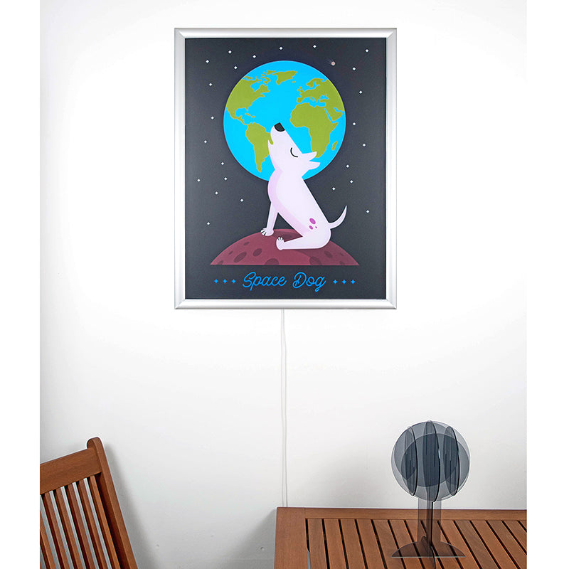 Space Dog – Wandbild mit Beleuchtung