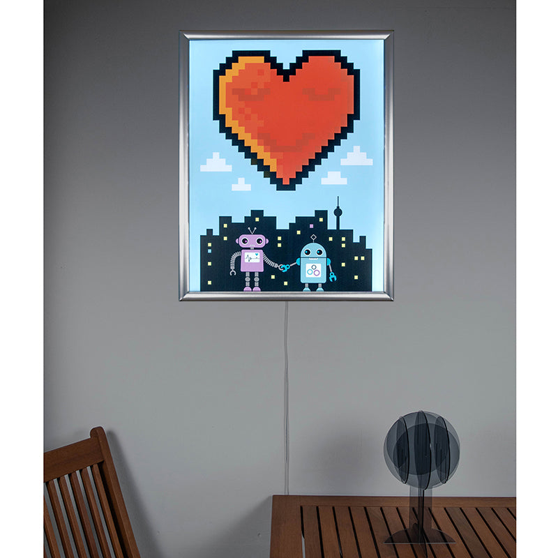 Robots *Love* Berlin – Wandbild mit Beleuchtung