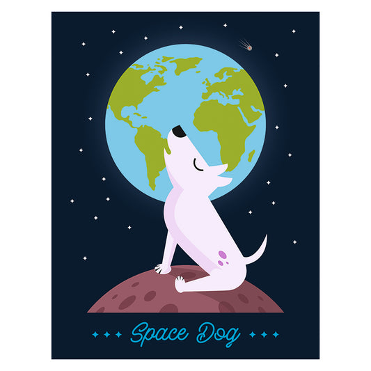 Space Dog – Wandbild mit Beleuchtung