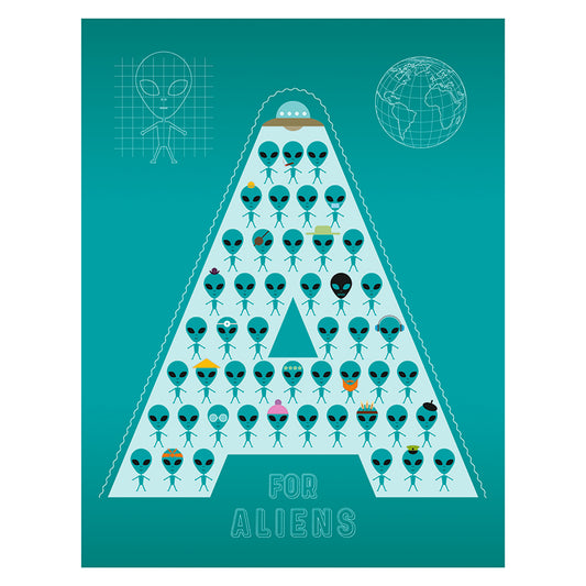 A for Aliens – Wandbild mit Beleuchtung