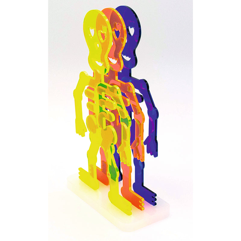3D Boneman – Figur aus farbigen Acrylglas mit Sockel